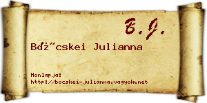 Böcskei Julianna névjegykártya